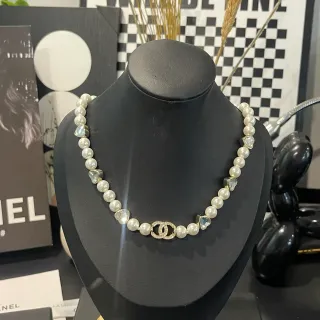 Chanel Pearl and Crystal CC Logo Necklace