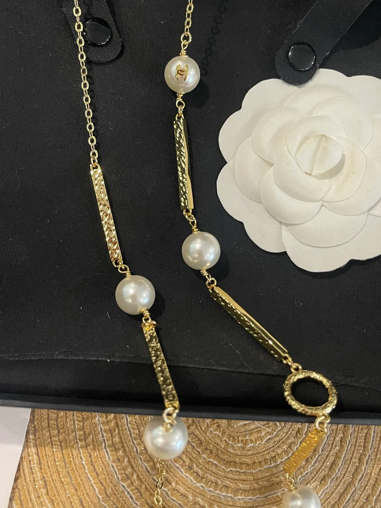 Chanel Collier Perles Lariat Or Blanc 5