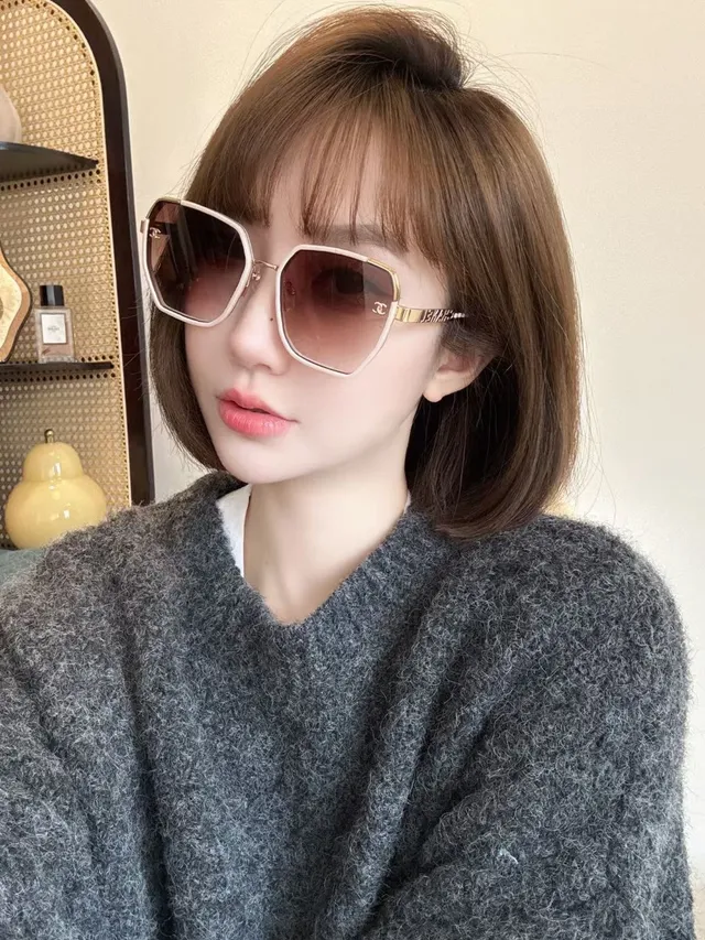 Chanel Pink Gold Oversized Geometric Frame Gradient Lenses Sunglasses 5