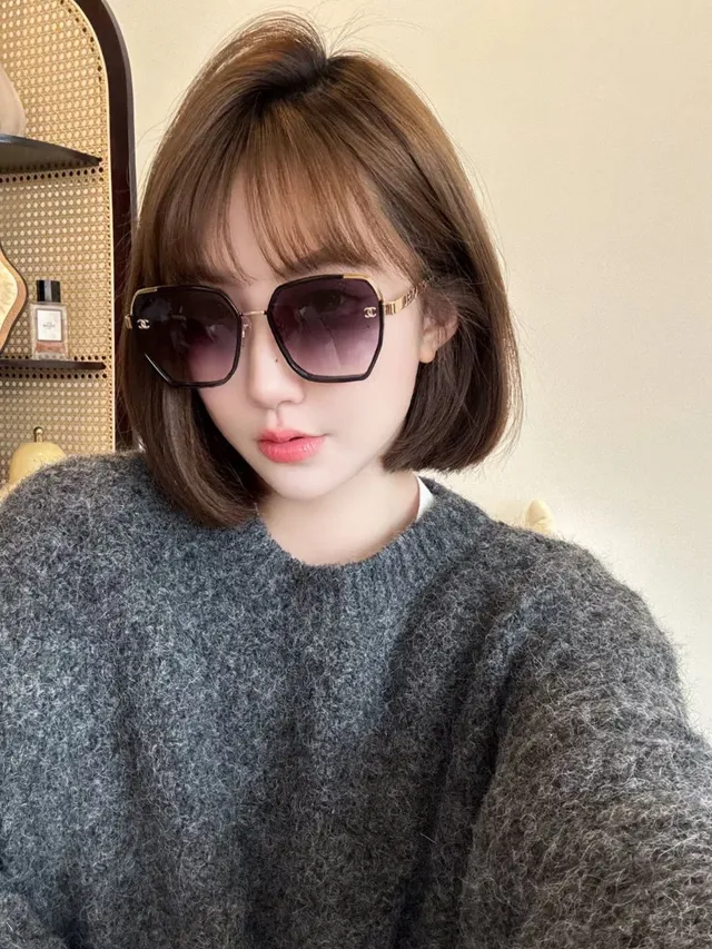 Chanel Pink Gold Oversized Geometric Frame Gradient Lenses Sunglasses 8