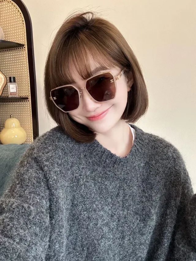 Chanel Pink Gold Oversized Geometric Frame Gradient Lenses Sunglasses 9