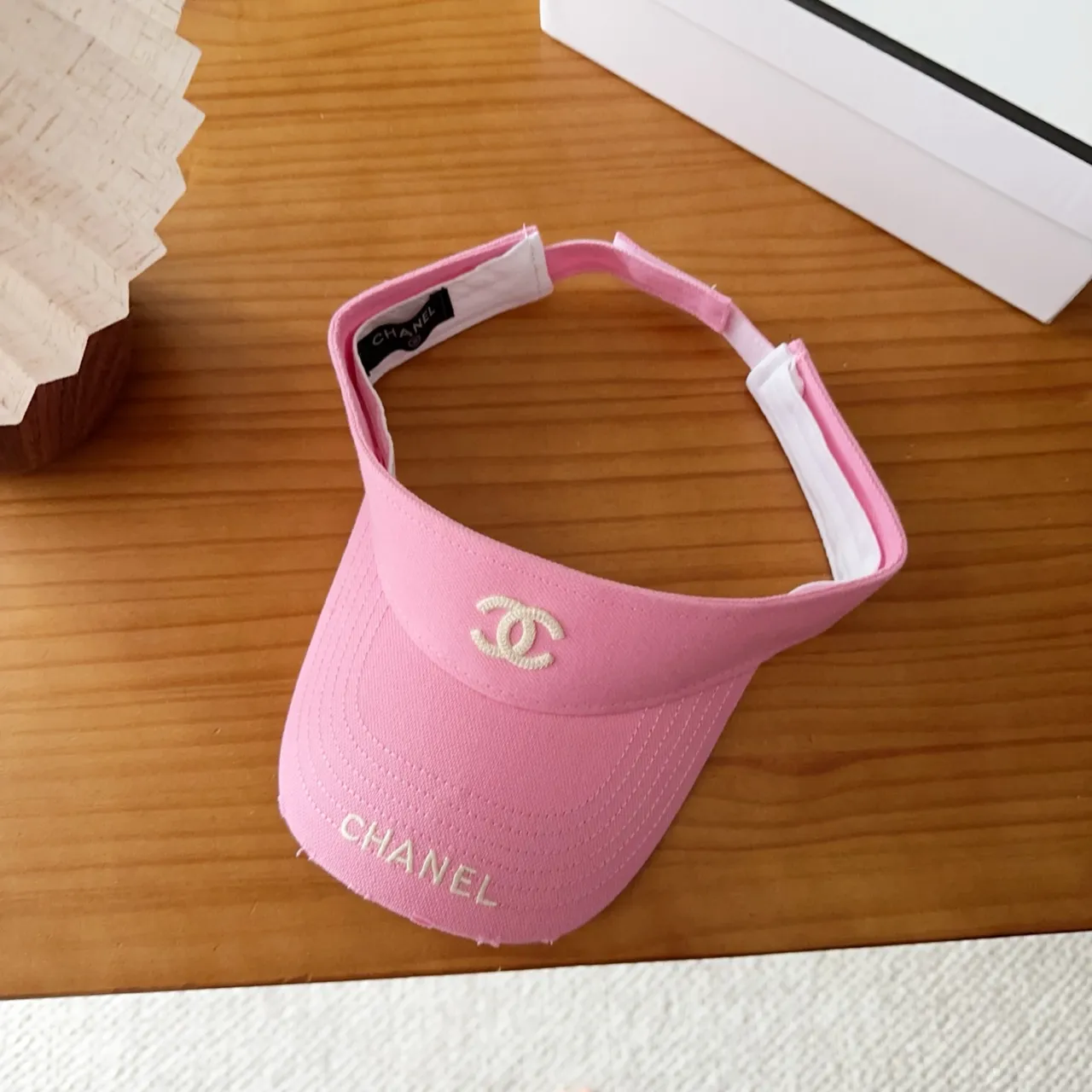 Chanel Pink White Embroidered Interlocking CC Logo Thread Lettering Baseball Cap 2
