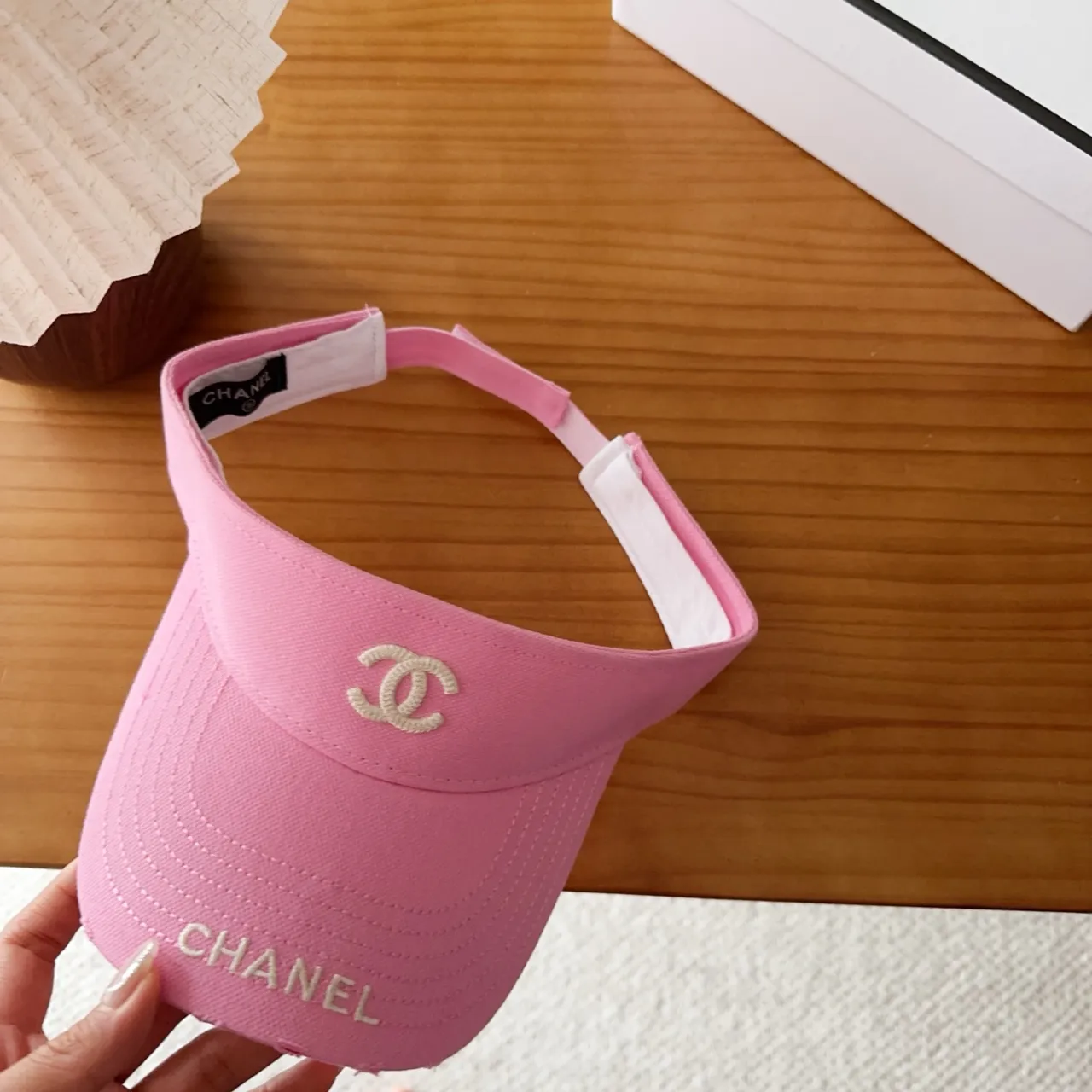 Chanel Pink White Embroidered Interlocking CC Logo Thread Lettering Baseball Cap 5