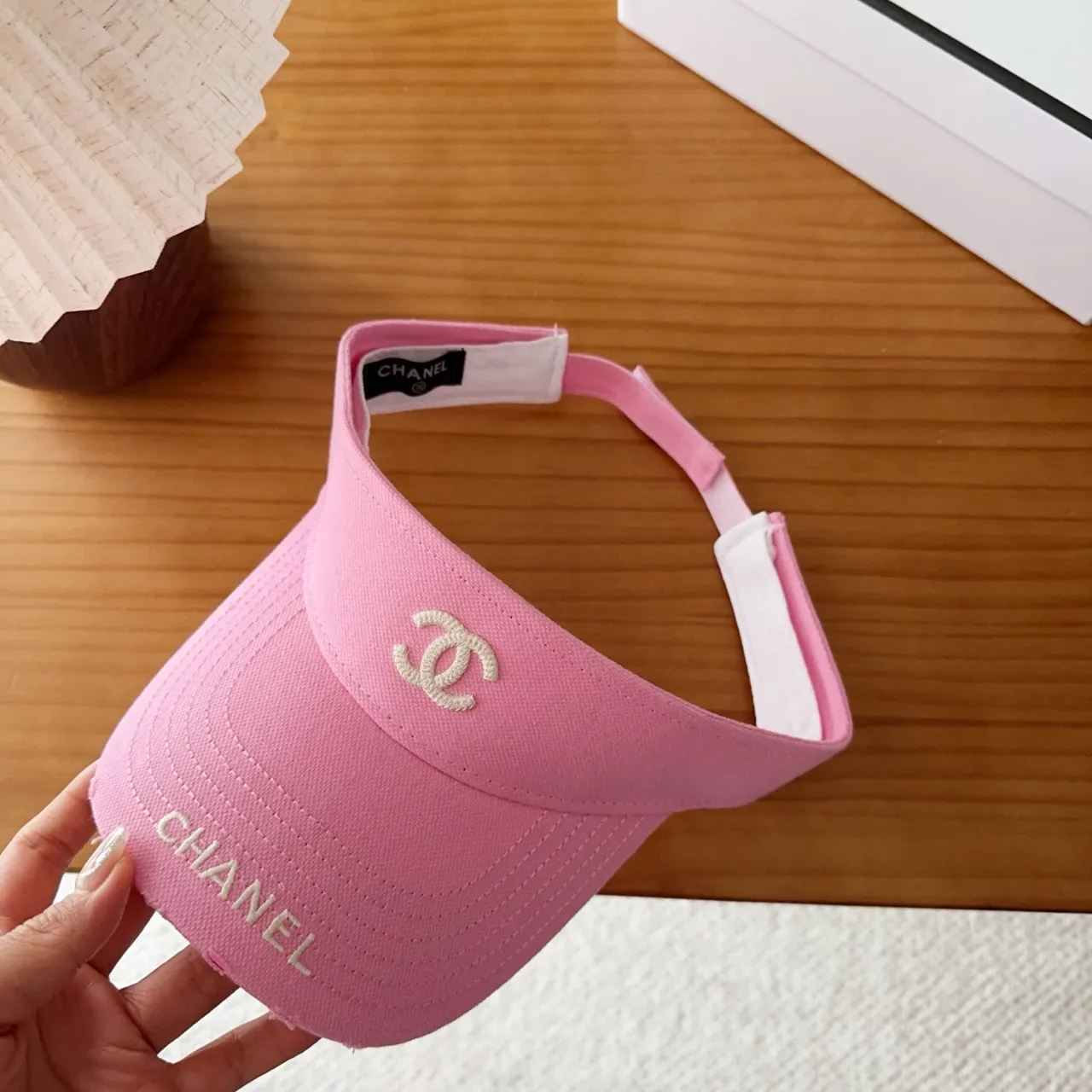 Chanel Pink White Embroidered Interlocking CC Logo Thread Lettering Baseball Cap 8