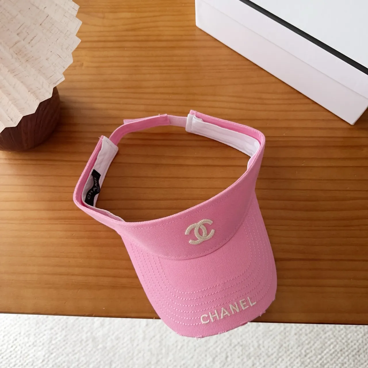 Chanel Pink White Embroidered Interlocking CC Logo Thread Lettering Baseball Cap 9