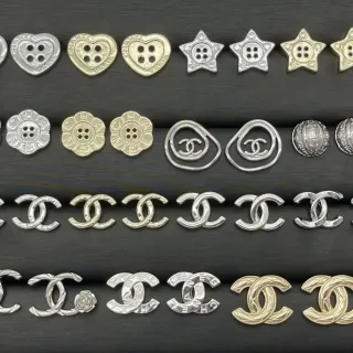 Chanel Silver Gold Metallic Logo-Emblazoned Brooch