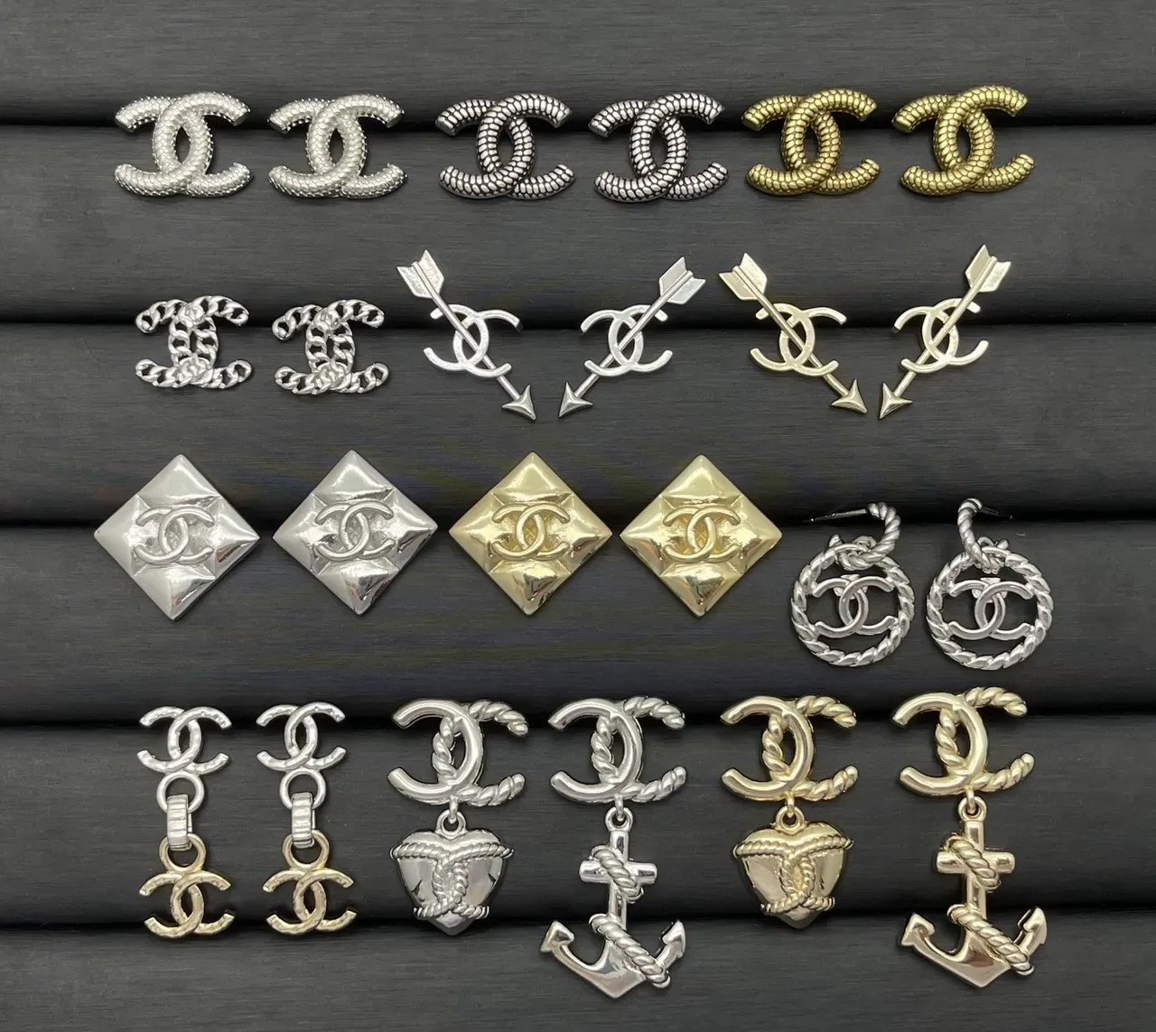 Chanel Silver Gold Metallic Logo-Emblazoned Brooch 9