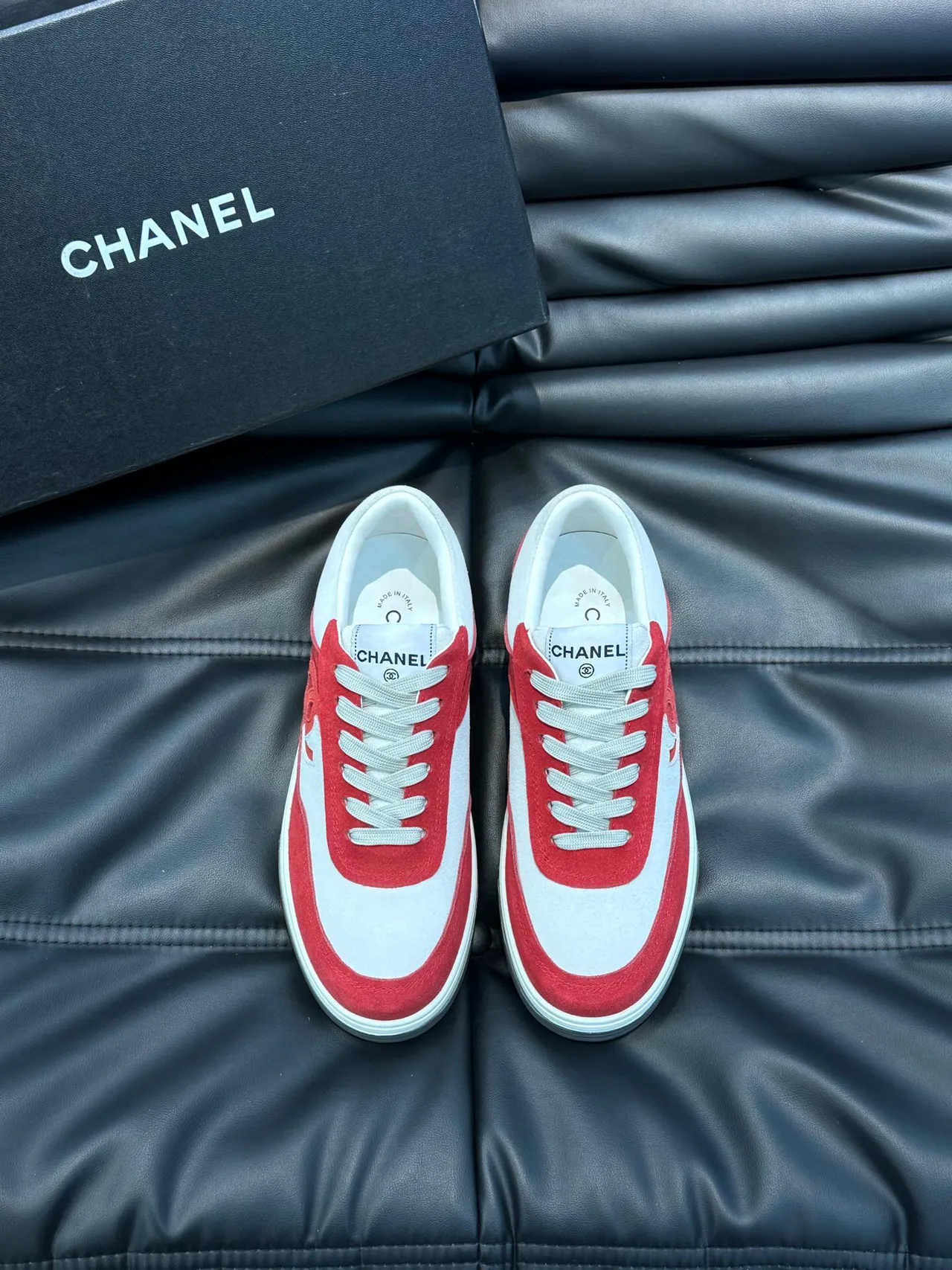 Chanel Sneaker Red and White Suede Leather Lifestyle Sneakers 2