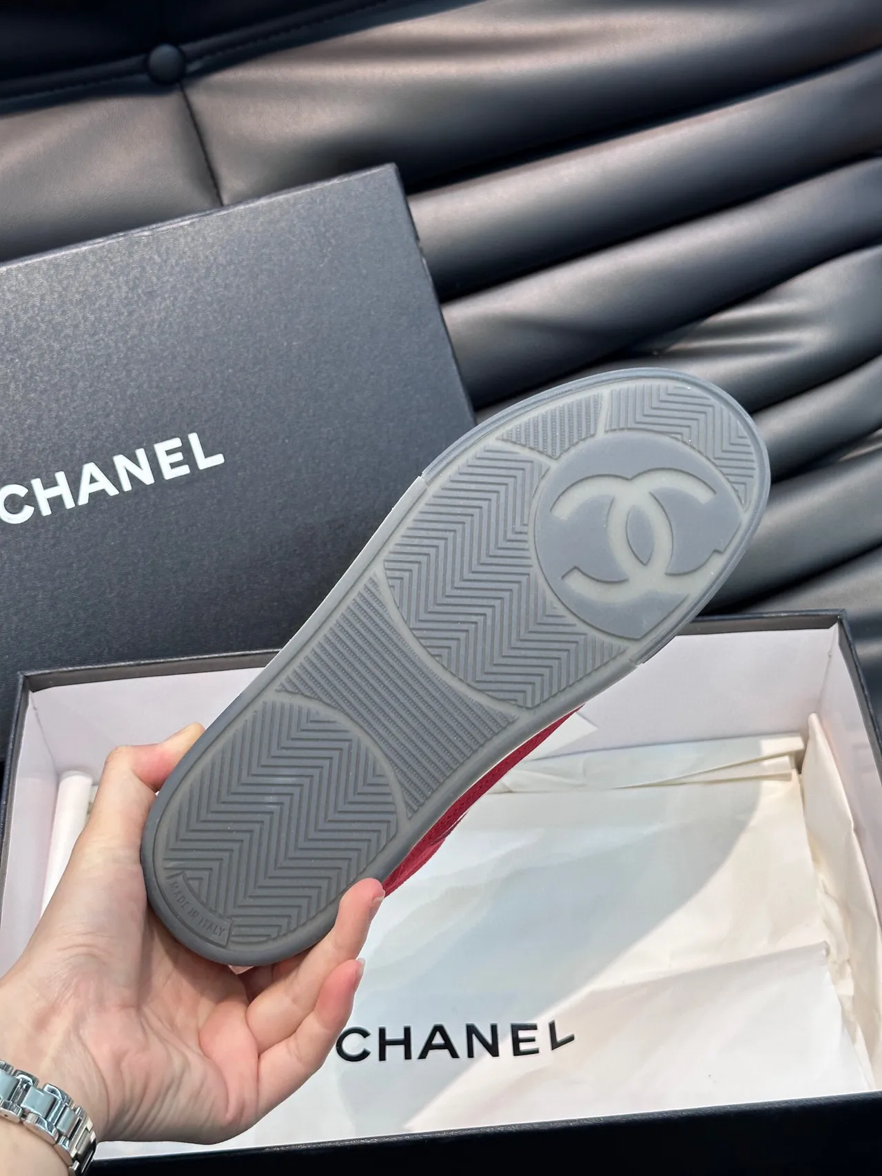 Chanel Sneaker Red and White Suede Leather Lifestyle Sneakers 9