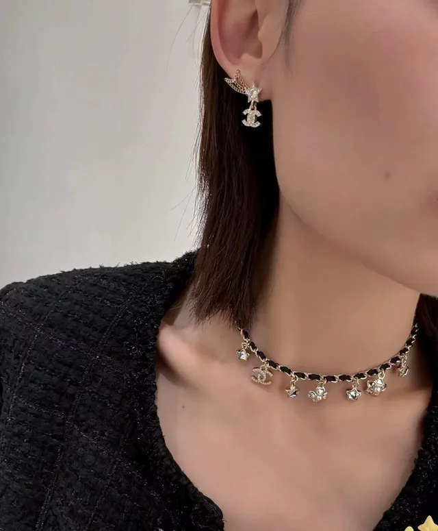 Chanel Star and CC Pavé-Crystal Gold-Tone Chain Dangle Earrings 7