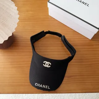 Chanel Visor Black White Embroidered Logo Silhouette Baseball Cap