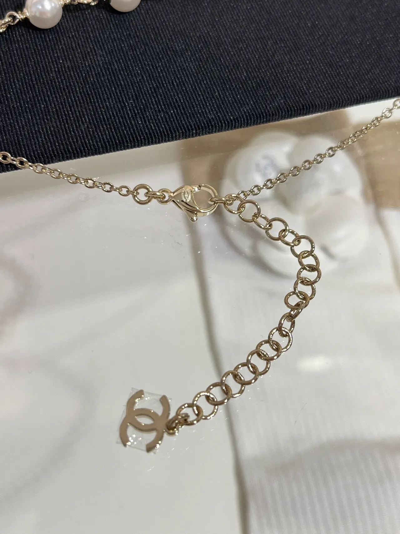 Chanel White Gold Pearl Strand Chain Necklace 3