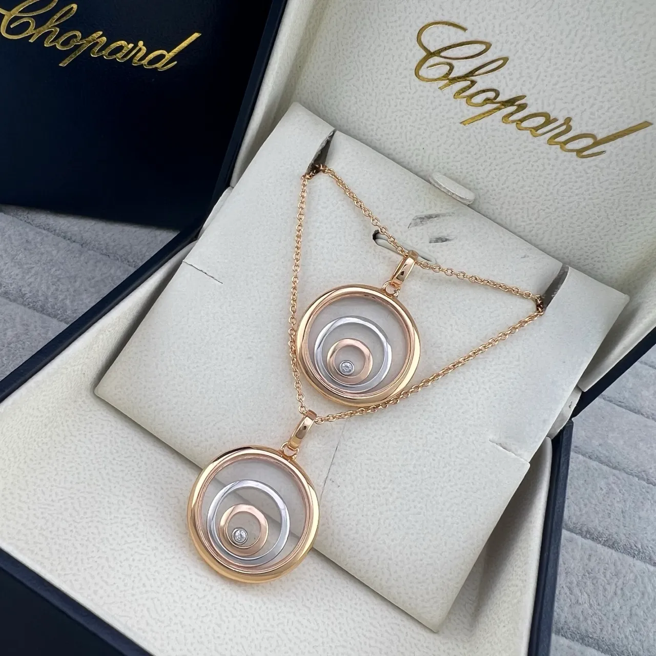 Chopard Gold Silver Concentric Rotating Discs Two-Tone Necklace 6