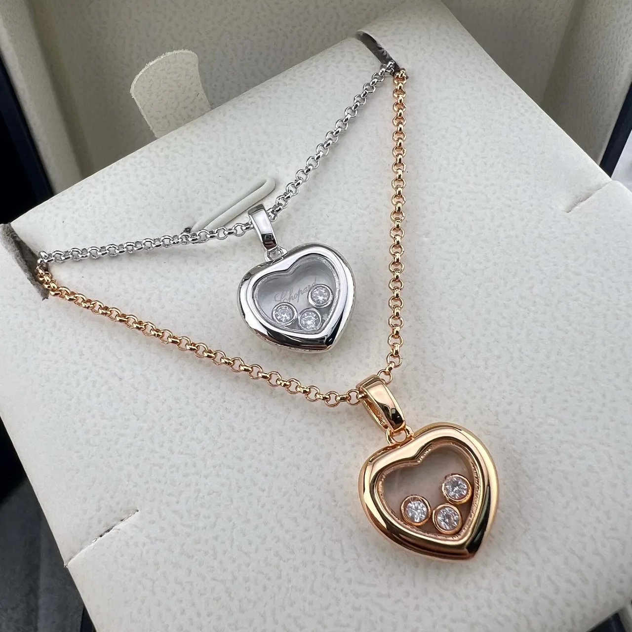 Chopard Happy Hearts Heart-Shaped Floating Diamond Pendant Necklaces 4