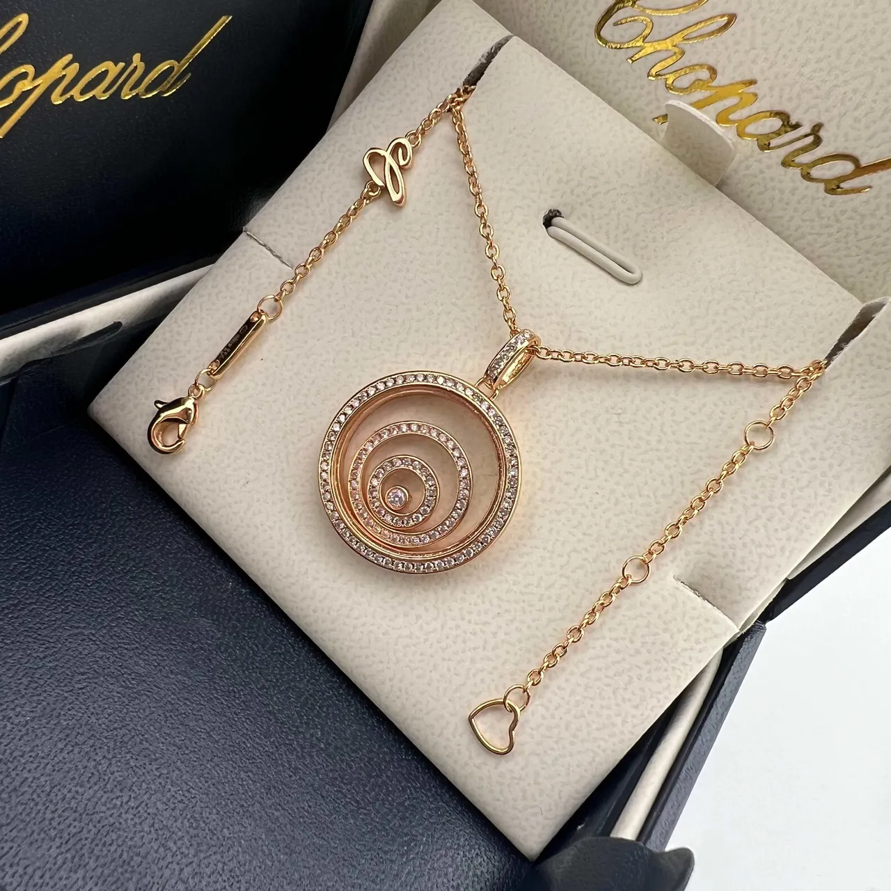 Chopard Happy Spirit সোনা রূপা ঘূর্ণি কেন্দ্রীয় ডিজাইন Pavé ডায়মন্ড বেজেল নেকলেস 7