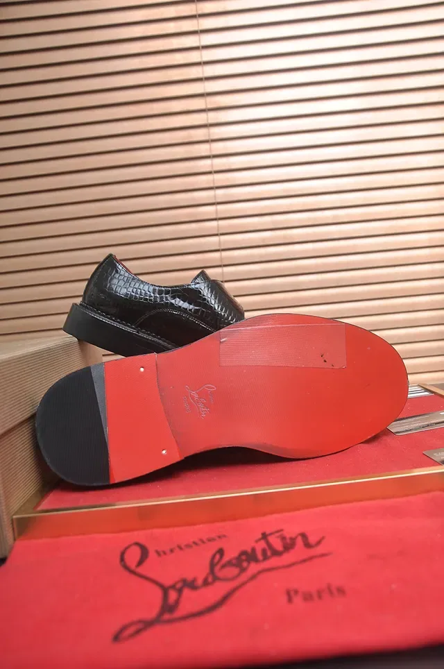 Christian Louboutin Black Red Crocodile-Embossed Leather Single Strap Monk Shoes 3