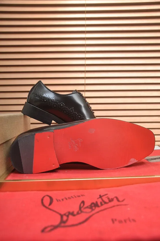 Christian Louboutin Black Red Glossy Patent Leather Full Perforations Brogue 3