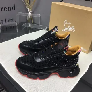 Christian Louboutin Studded Black Red Sole Chunky Sneakers