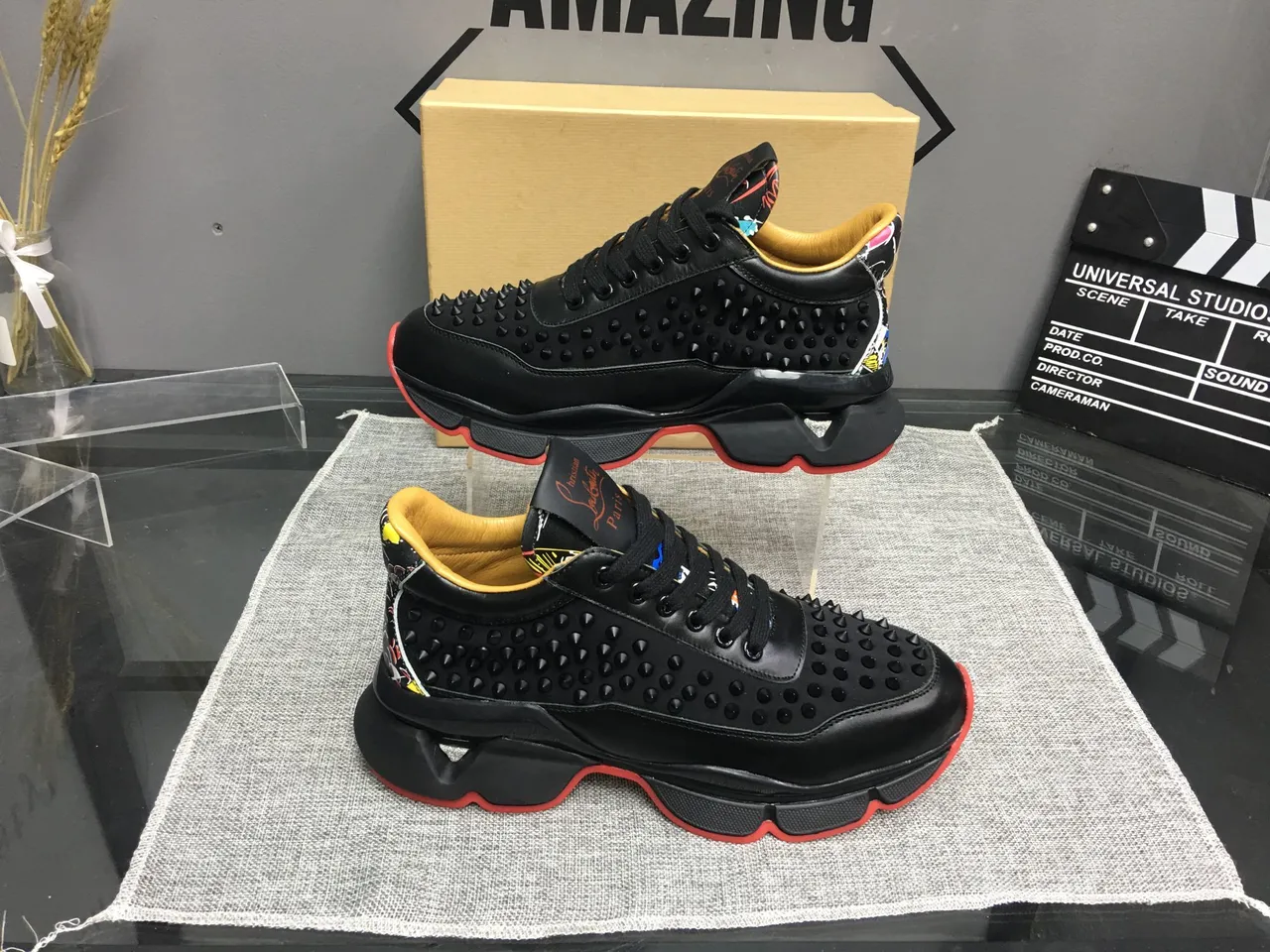 Christian Louboutin Cloutées Noires Semelle Rouge Chunky Sneakers 2
