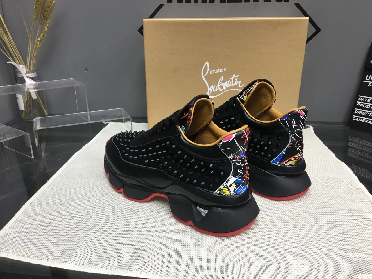 Christian Louboutin Cloutées Noires Semelle Rouge Chunky Sneakers 3