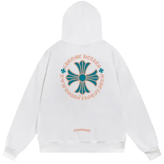 Chrome Hearts Black Blue Oversized Fit Graphic-Back Hoodie 3