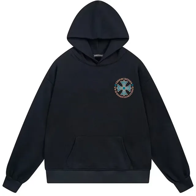 Chrome Hearts Black Blue Oversized Fit Graphic-Back Hoodie 4