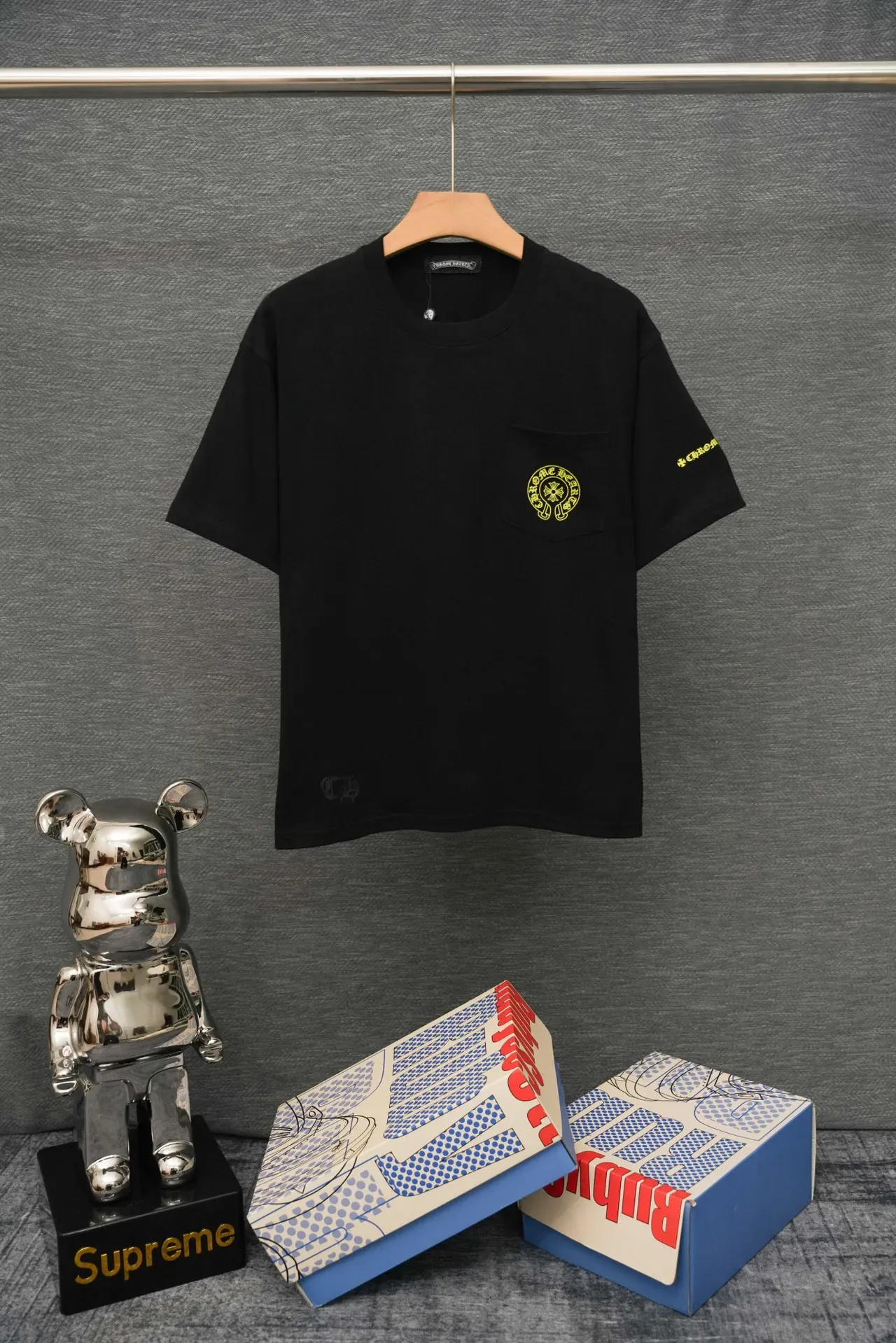 Chrome Hearts Crest Graphic Black and Yellow T-Shirt 2