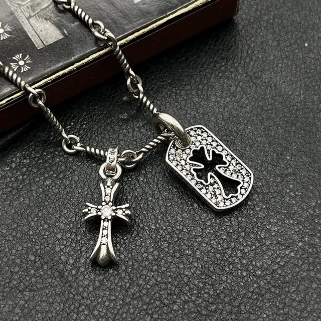 Chrome Hearts Cruz e Placa de Cão Pavé Colar 6
