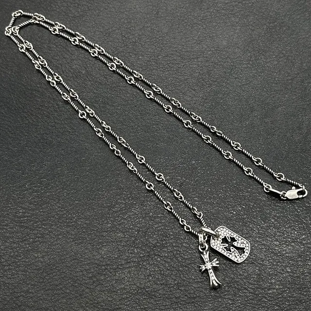 Chrome Hearts Cruz e Placa de Cão Pavé Colar 7