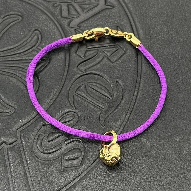 Chrome Hearts Cross and Sword Cord Bracelet Roja Negra Trenzada Hardware Dorado 3