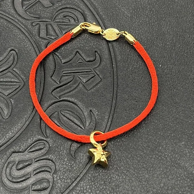 Chrome Hearts Cross and Sword Cord Bracelet Roja Negra Trenzada Hardware Dorado 6