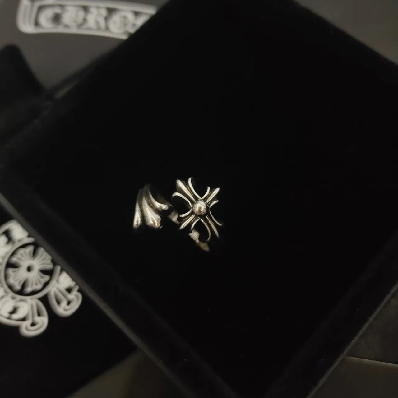 Chrome Hearts Cross Heart Motif Silver Ring 3