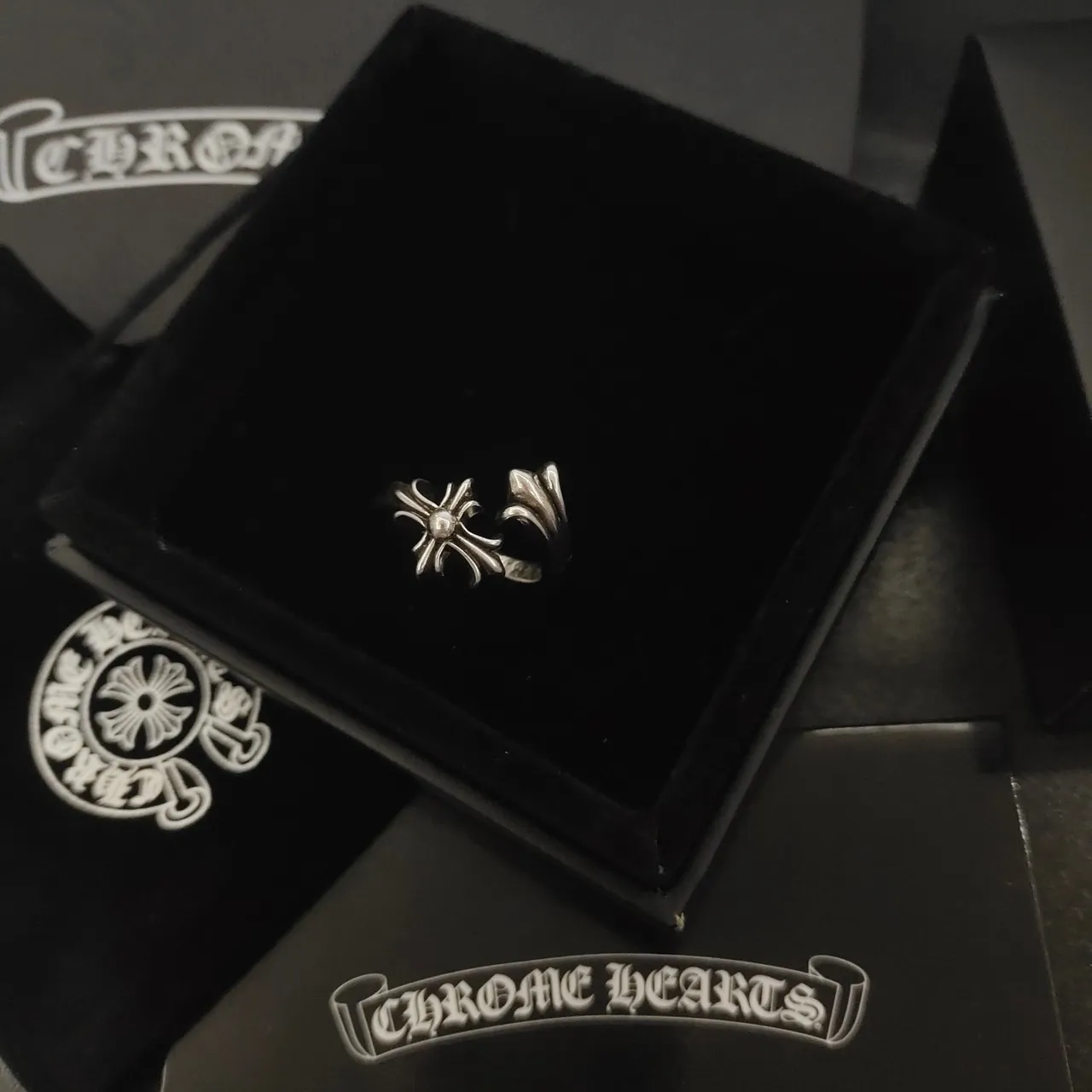 Chrome Hearts Cross Heart Motif Silver Ring 4