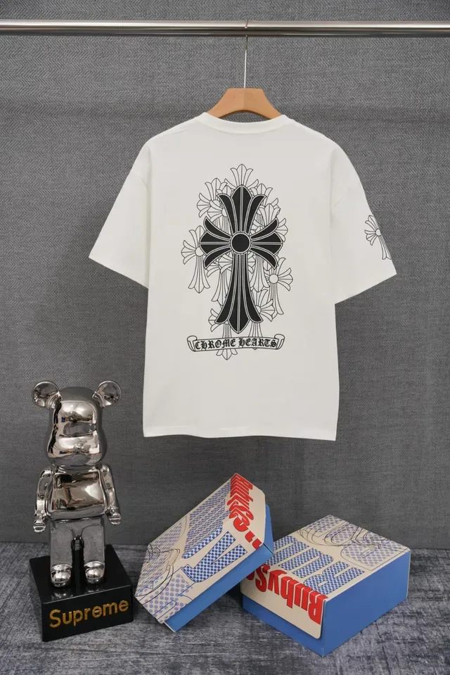 Chrome Hearts Embroidered Logo Off-White T-Shirt 4