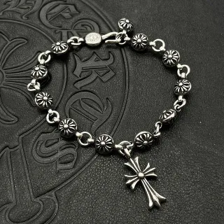Chrome Hearts Floral Cross Bracelet Silver Metal Bracelet