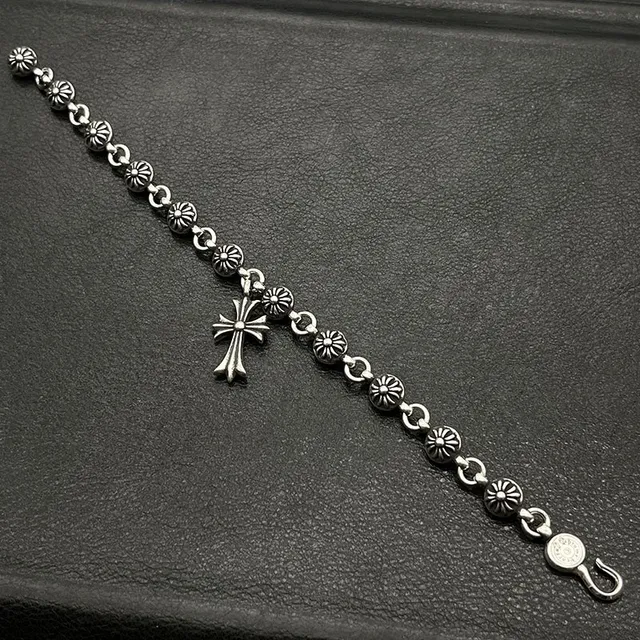 Chrome Hearts Bracelet Croix Florale Bracelet de Métal Argent 3