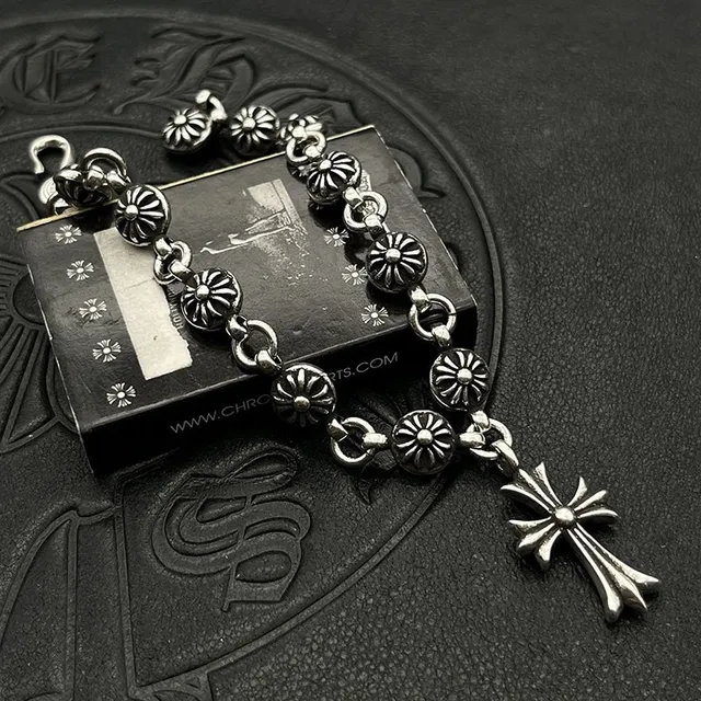 Chrome Hearts Bracelet Croix Florale Bracelet de Métal Argent 6