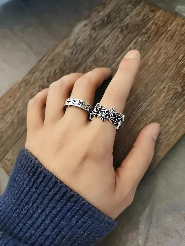 Chrome Hearts Floral Cross Oxidized Silver Ring 2