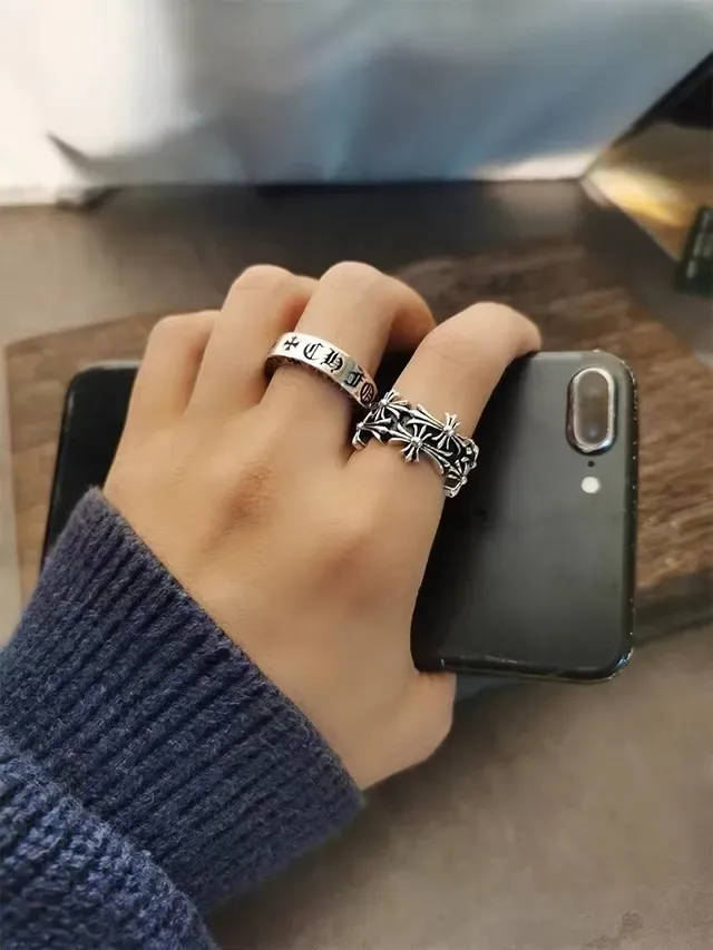 Chrome Hearts Floral Cross Oxidized Silver Ring 3