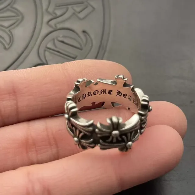 Chrome Hearts Floral Cross Oxidized Silver Ring 4