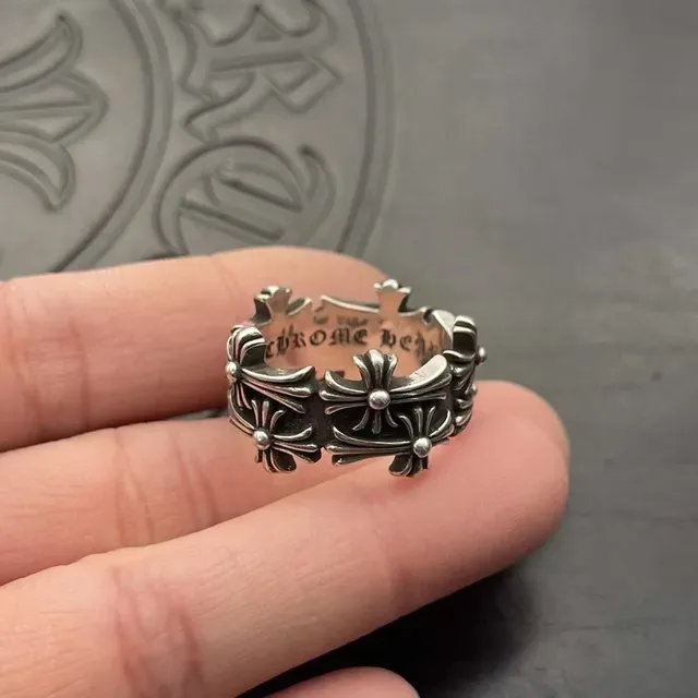 Chrome Hearts Floral Cross Oxidized Silver Ring 5