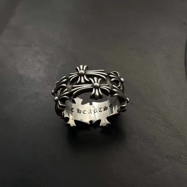 Chrome Hearts Floral Cross Oxidized Silver Ring 6