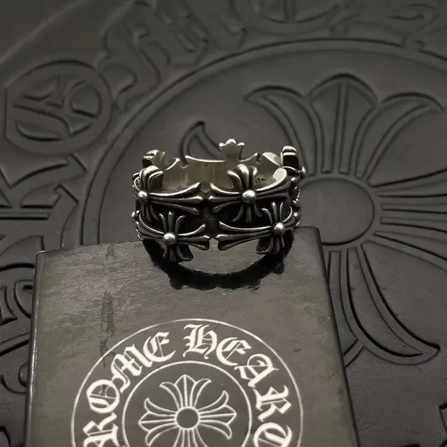 Chrome Hearts Floral Cross Oxidized Silver Ring 7
