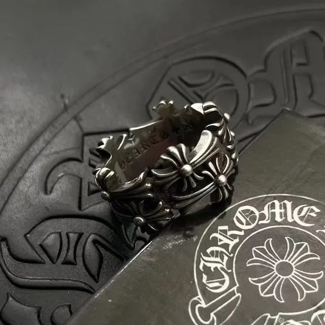 Chrome Hearts Floral Cross Oxidized Silver Ring 8