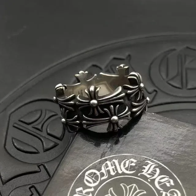 Chrome Hearts Floral Cross Oxidized Silver Ring 9