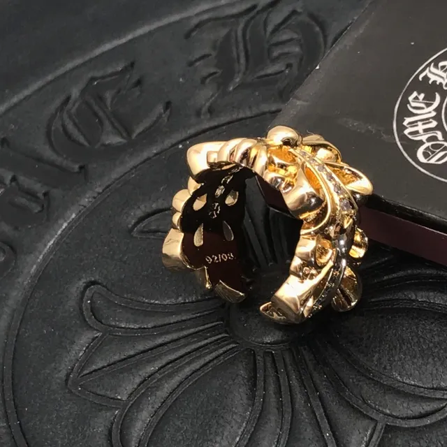 Chrome Hearts Croix Florale Pavé Bague en Or 6