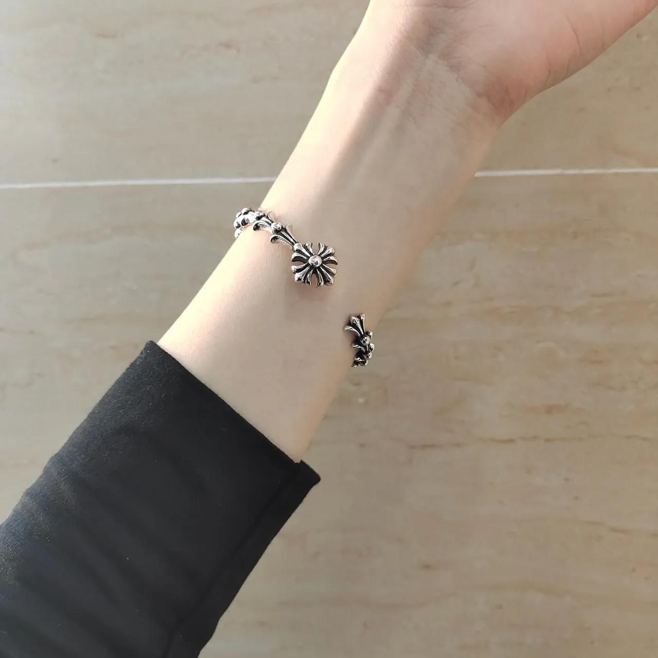 Chrome Hearts Floral Thorn Silver Bracelet 2