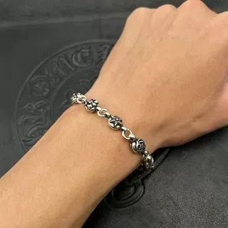 كروم هارتس سلاسل مزخرفة صليب ونقوش زهرية سوار 3