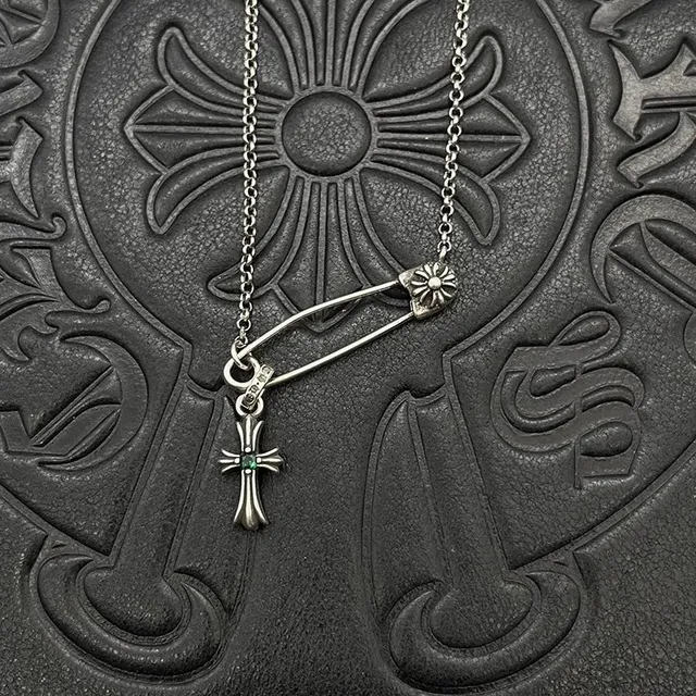 Chrome Hearts Épingle de sécurité Croix Argent Collier 6