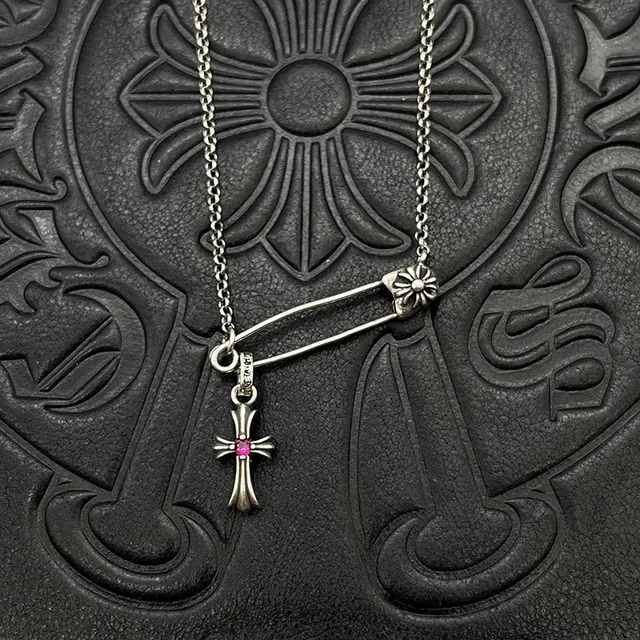 Chrome Hearts Épingle de sécurité Croix Argent Collier 7